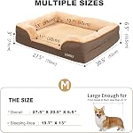 JOYELF Orthopedic Dog Bed for Medium Dogs, Foam Sofa Couch Bed, Bolster Pet Bed with Removable Washable Cover and Nonskid Bottom, Durable Dog Bed Couch for Small to Medium Dogs - Coffee