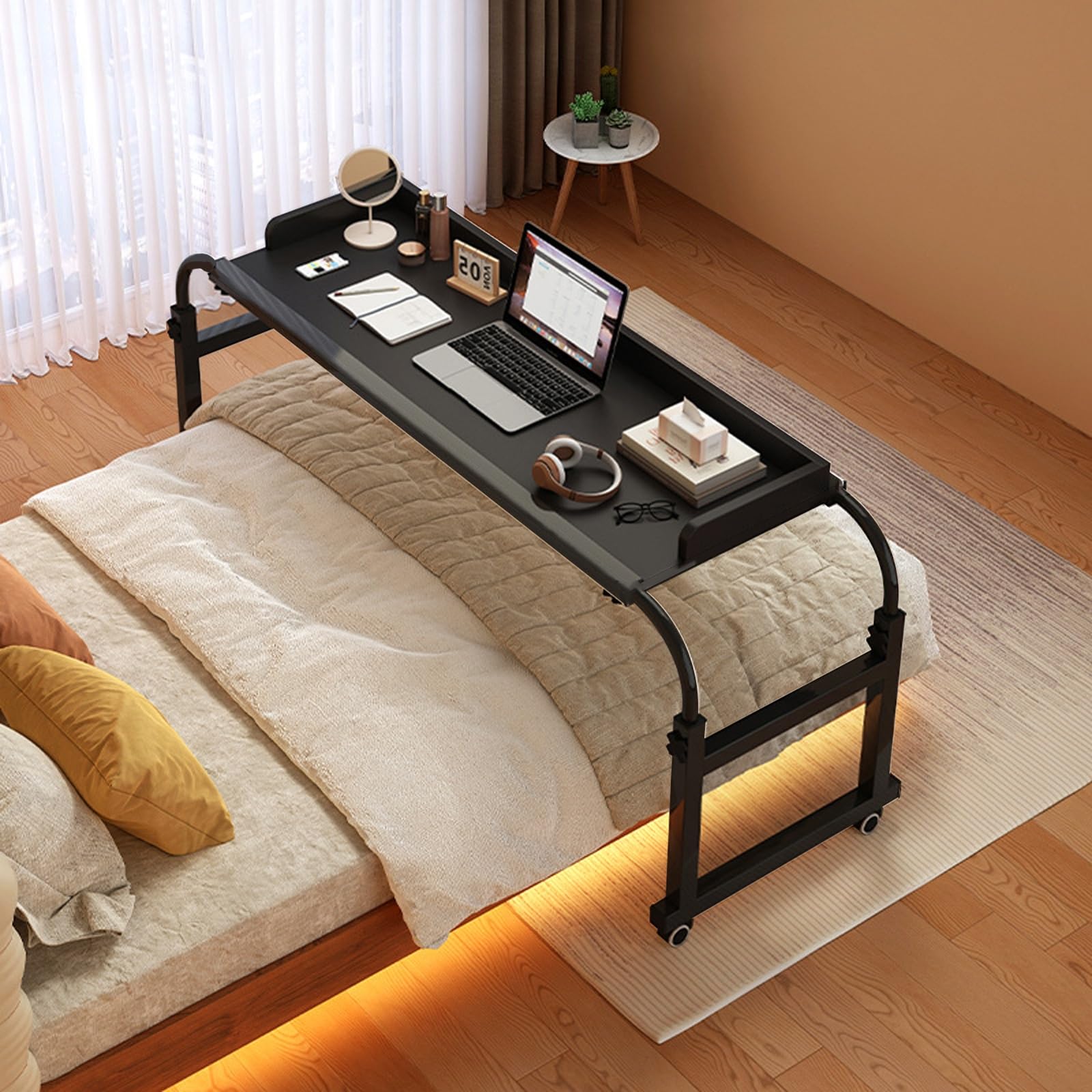 Table de lit réglable à roulettes pour manger assis sans douleur après chirurgie