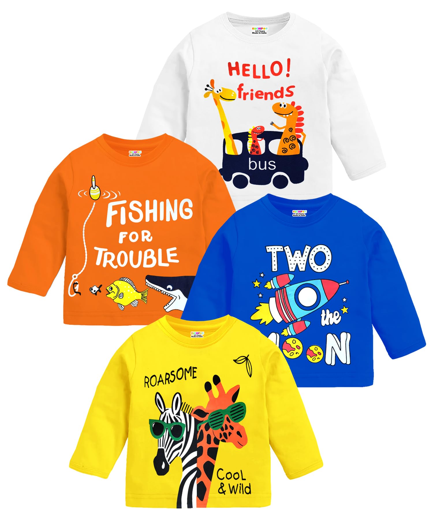 Boys Full Sleeves Regular Fit Cotton T-Shirt-image-0