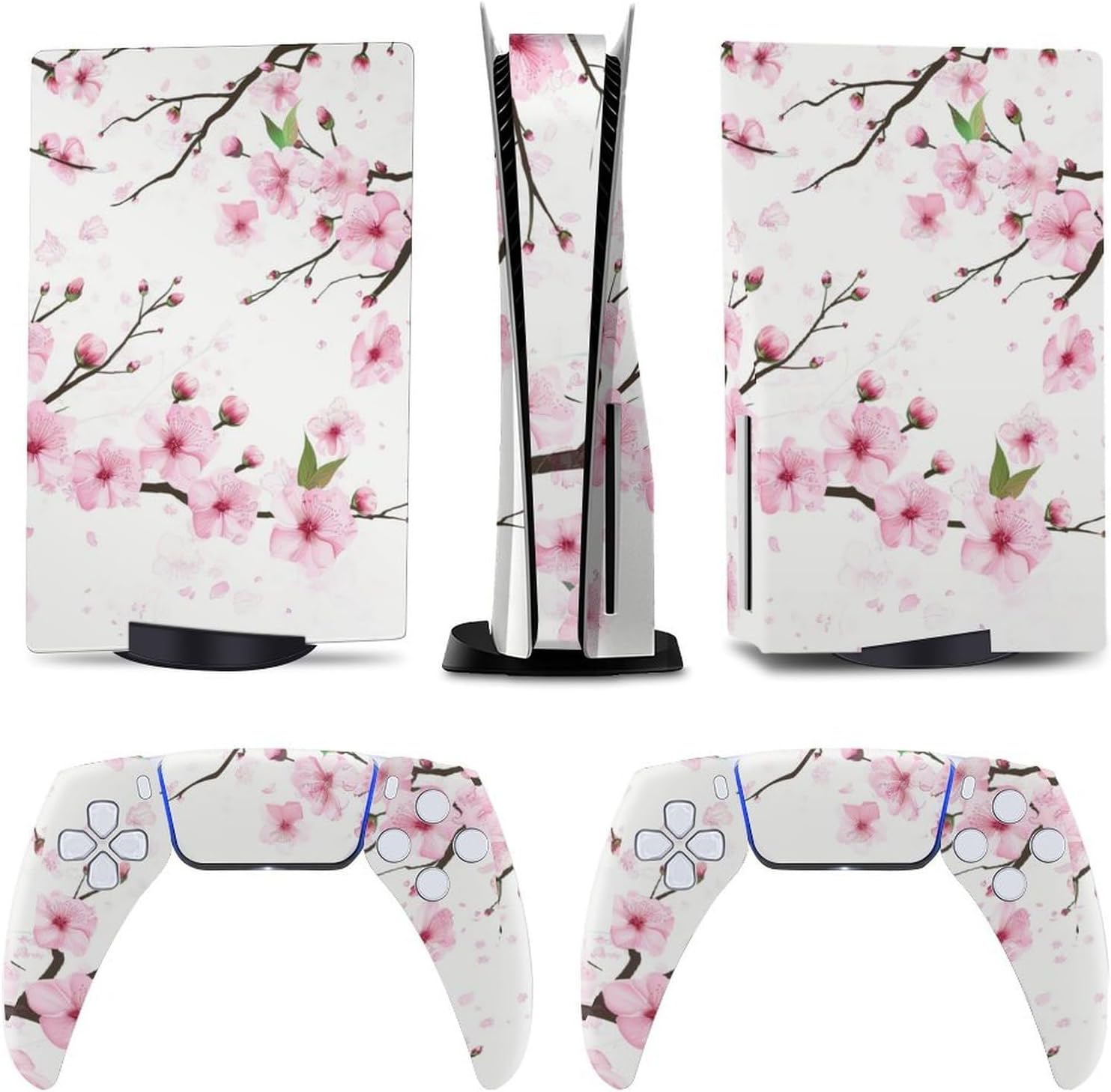 Spring Pink Cherry Blossom 5 Skin Controller Accessories Cover Skins Anime Vinyl Cover Sticker Full Set for 5 Disc Edition