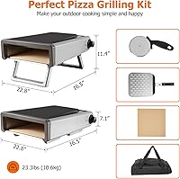 Vista 5 de Horno de pizza, horno de pizza de 12 pulgadas para exteriores con propano a gas y accesorios portátiles para hacer camping en el patio trasero al