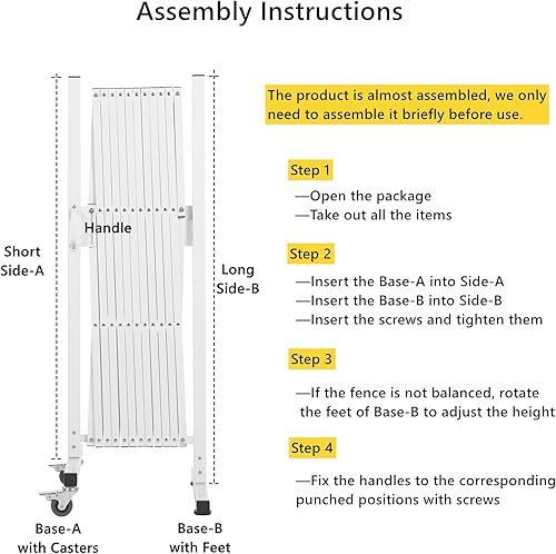 Miniatura 5 de Valla de barrera de metal expandible para perros, puerta de barricada portátil con ruedas, puerta plegable para mascotas para interiores y