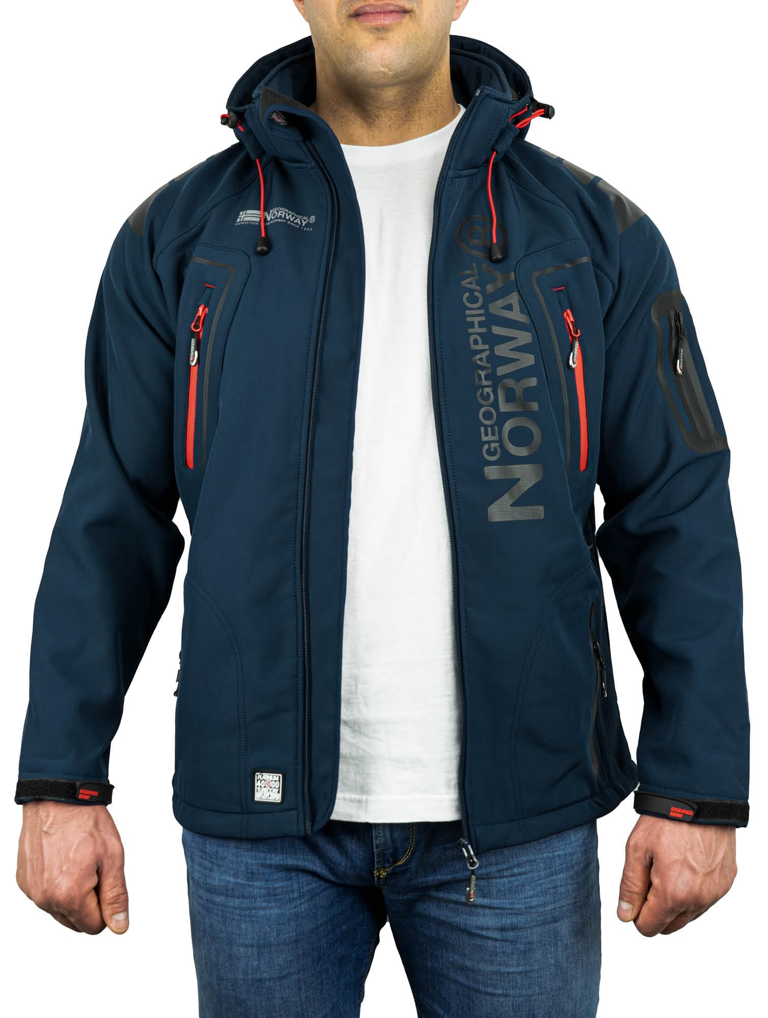 Geographical Norway Herren Softshelljacke Wasserbeständige Winddichte Atmungsaktive Übergangsjacke mit Kapuze Brandiing- Production