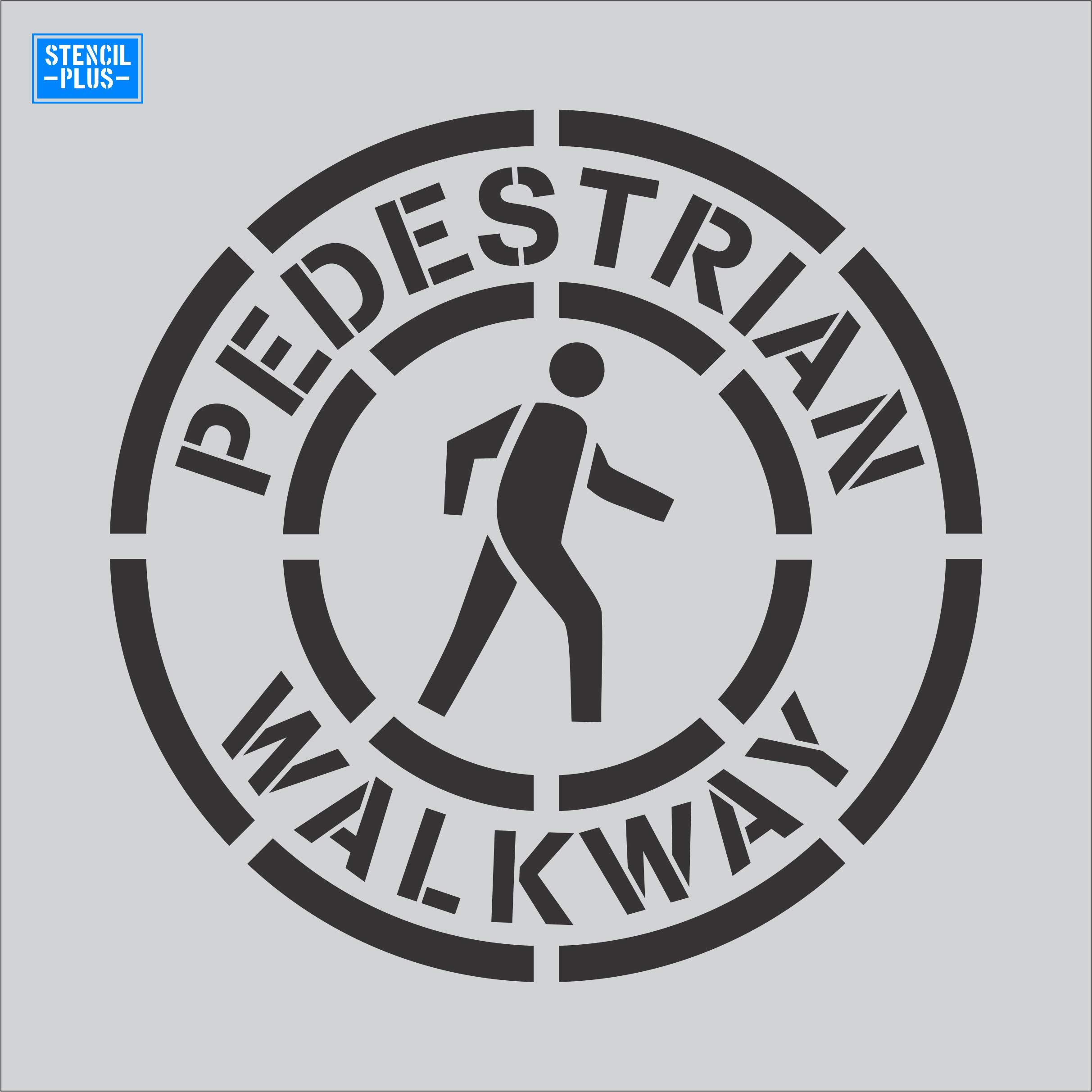 24" Circular Pedestrian Walkway Crossing Symbol Parking Lot Pavement Marking Stencil
