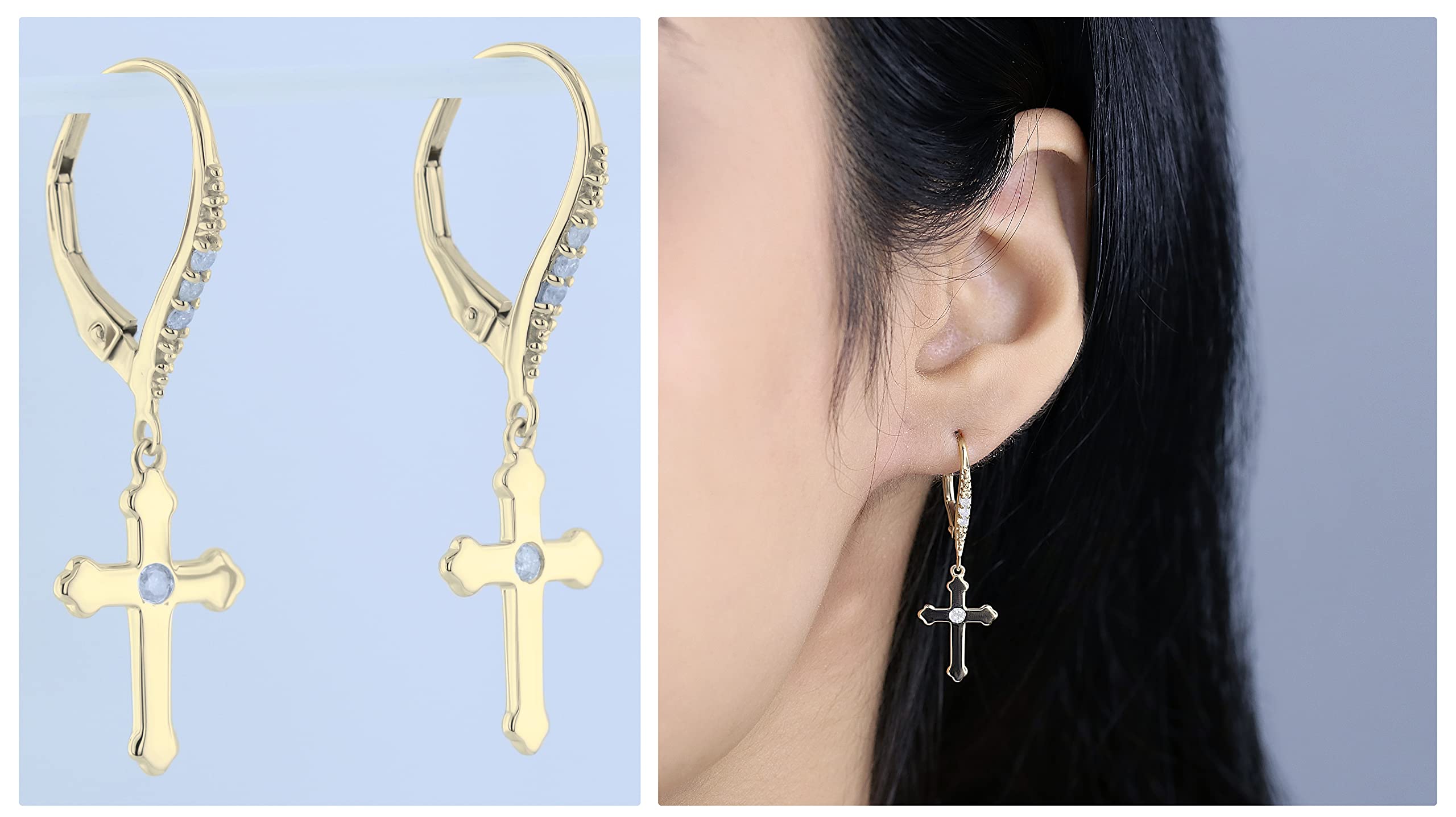 Dazzlingrock Collection Pendientes redondos de diamantes blancos cultivados en laboratorio para hombres y mujeres (Unisex) (0.14 qt Color H-I, claridad SI2)