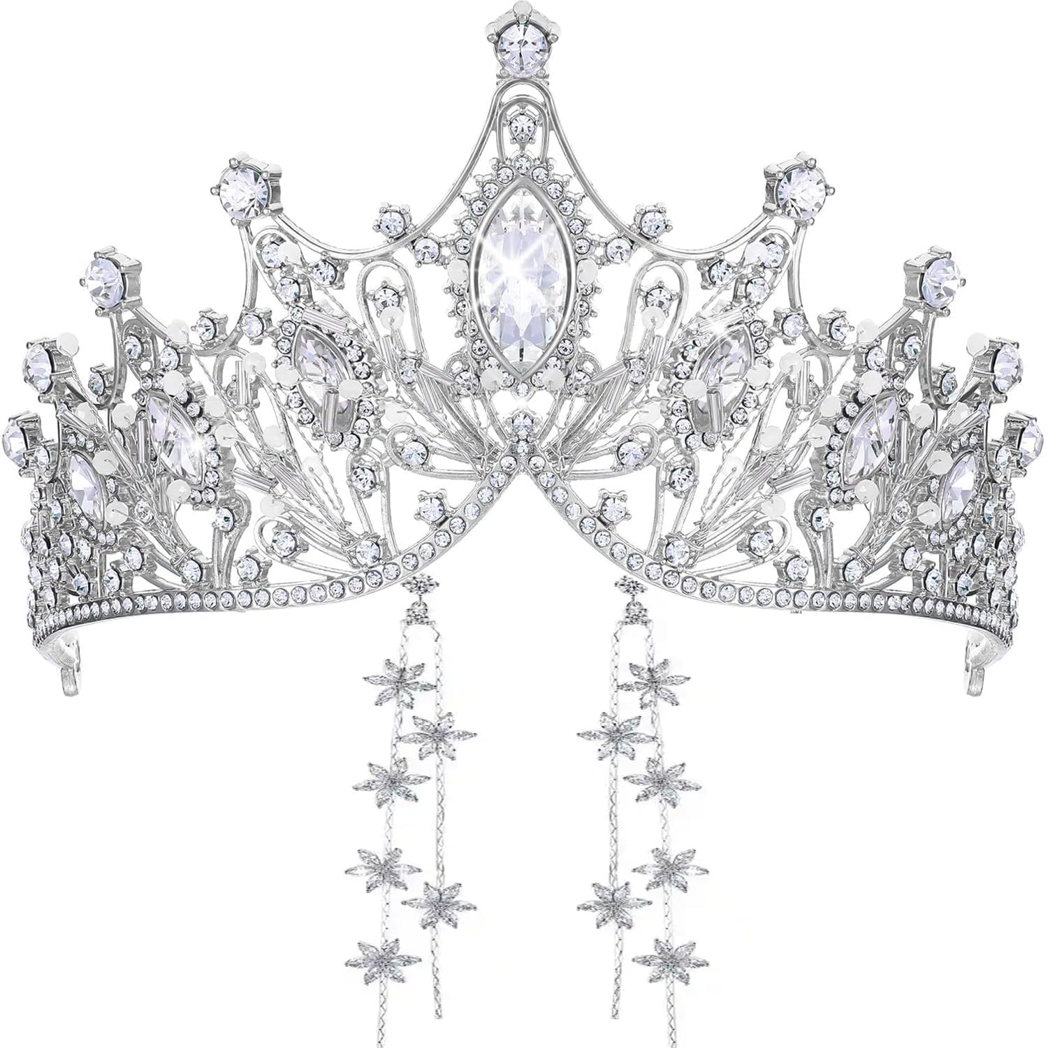 TITIVATE Tiara - Tiara da sposa in cristallo con strass, diadema da principessa, cristallo, strass, lega,