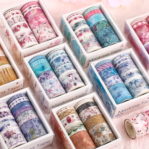 Washi Tape Set 10 Rolls Embellishment Decorative Masking Paper Tapes For Arts, Diy Crafts,Journals,Planners,Scrapbook,Gift Wrapping,Purple(2M) #TOP4