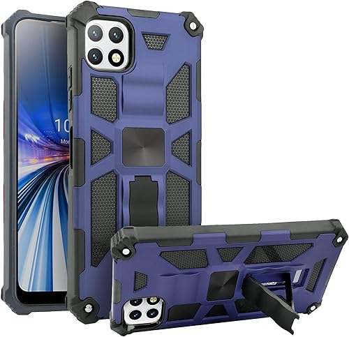 Miniatura 10 de Compatible con Boost Celero 5G (Boost Mobile) Samsung Galaxy A22 5G con vidrio templado, funda delgada de grado militar con soporte magnético para