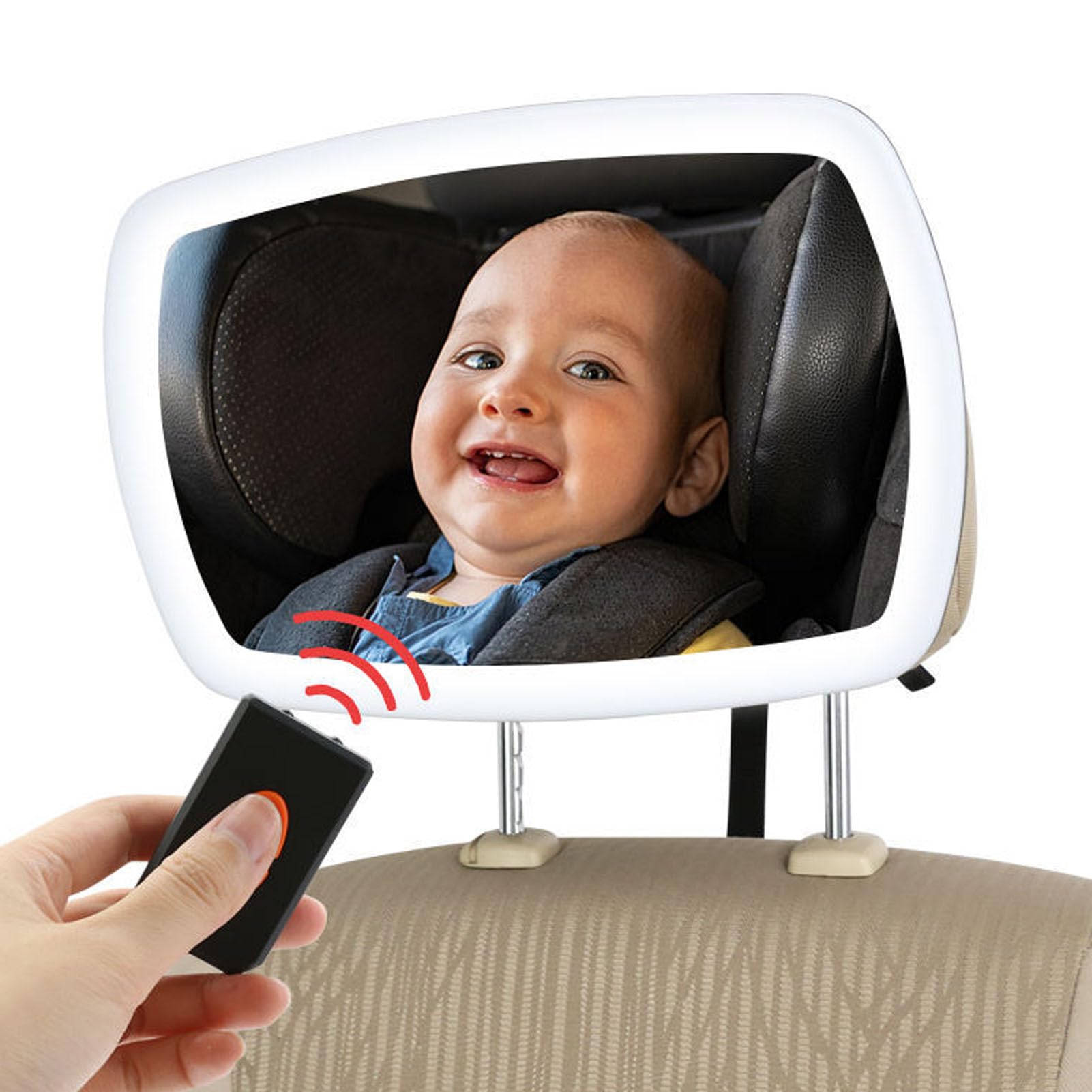 Dpofirs Miroir de Voiture pour bébé, Rétroviseur de Siège de Voiture Réglable orienté vers l'arrière avec Vue Grand Angle de 120 Degrés et Veilleuse LED, pour une Observation Sûre de bébé dans le