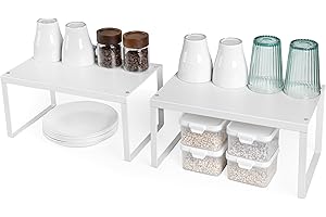 2-Pack Small Closet Shelf Organizer for Space Saving, Expandable Stackable Storage Shelf