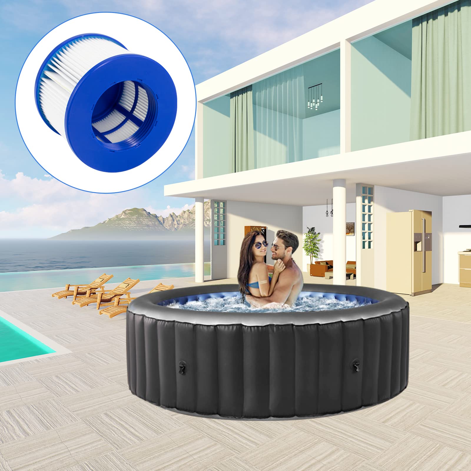 Hrozny Filtre Spa a Visser, Cartouche filtrante pour Clever Spa,Filtre 75 x 100 mm,Cartouche filtrante pour Spa. (4)