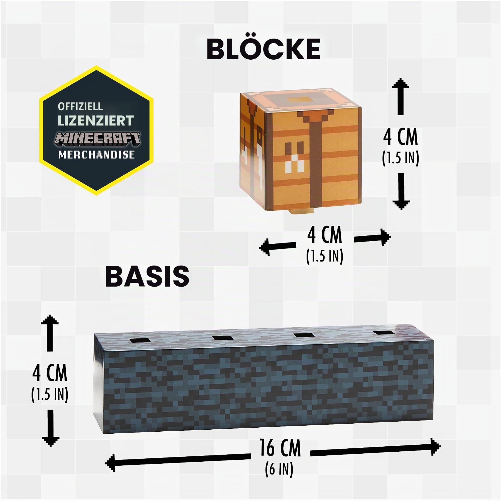 Paladone Minecraft Block Building Light - 16 umlagerbare Lichtblöcke und Grundgesteinsbasis, bauen Sie Ihr eigenes Level
