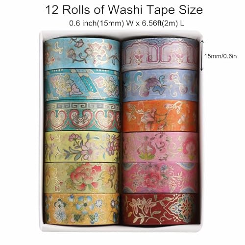 Vista 50 de Juego de 12 rollos de cinta adhesiva Galaxy Washi, cinta adhesiva decorativa de lámina dorada para álbumes de recortes, diario, planificador, Galaxy