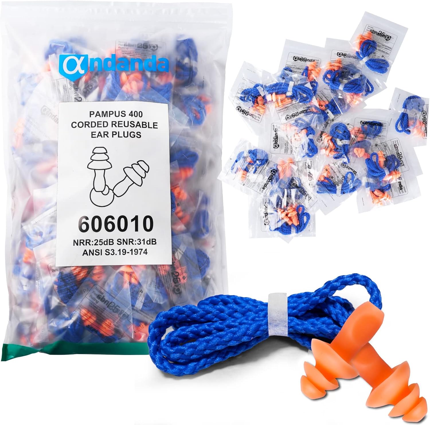 ANDANDA 100 Pairs Silicone Ear Plugs, Corded Noise