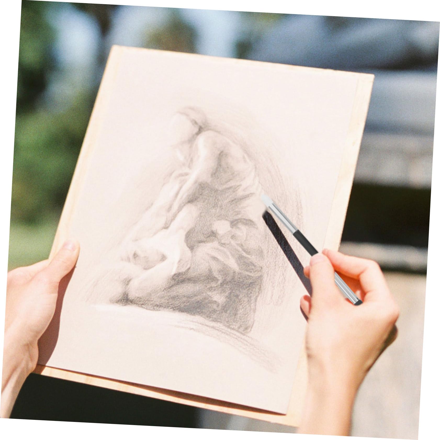 Set 6pz Pennelli Spugna Doppia Punta Lavabili per Disegno Portatili e Resistenti per Schizzi e Pittura Principianti