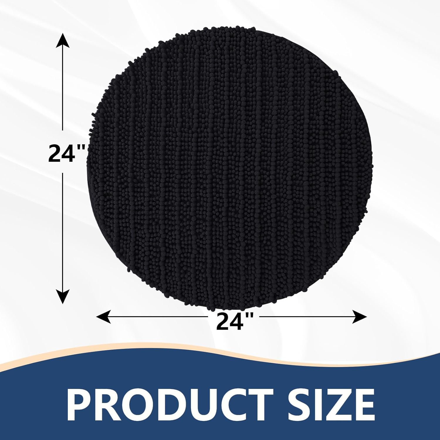 Arotive Round Bathroom Rugs 24x24, Extra Soft Thick Absorbent Shaggy Chenille Bath Rugs, Non-Slip Machine Wash Dry, Bath Mats for Bathroom Floor, Tub and Shower, Home Decor Accessories, Black