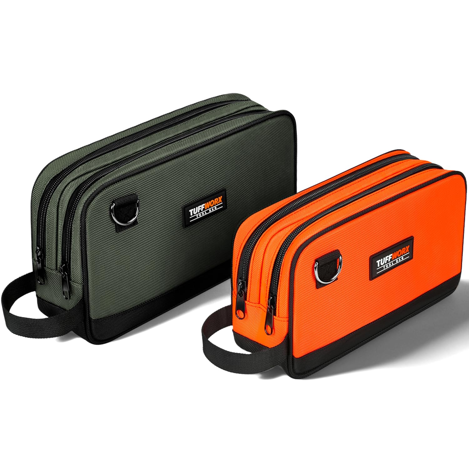 TUFFWORX 2 Pcs Small Tool Bags, Zippered Tool Pouch with Dual Compartment