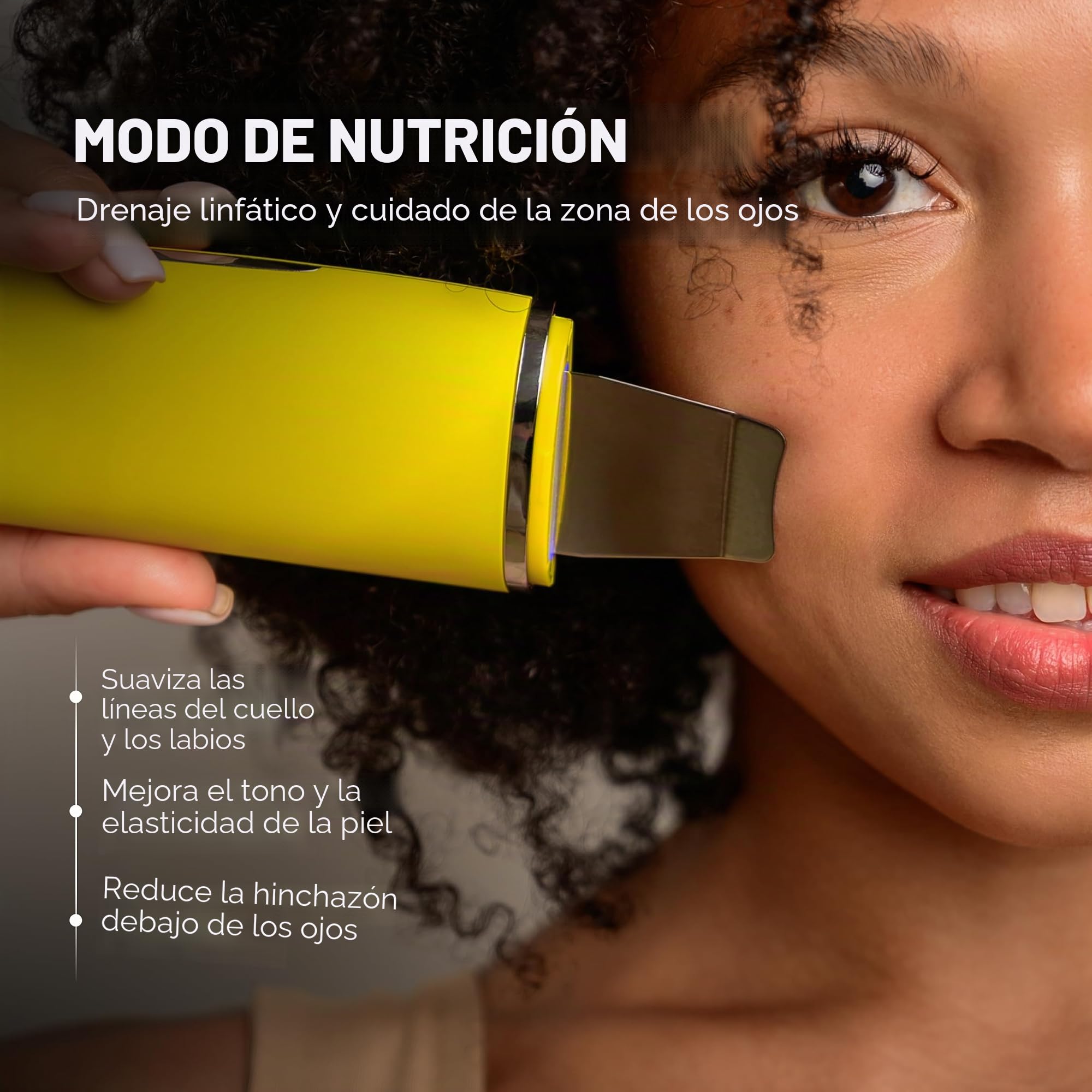 GESS Exotic - Original - Exfoliante ultrasónico para limpieza facial, 5 modos, limpiador de poros, exfoliante ultrasónico, antiedad, eliminador de puntos negros, estiramiento facial - amarillo