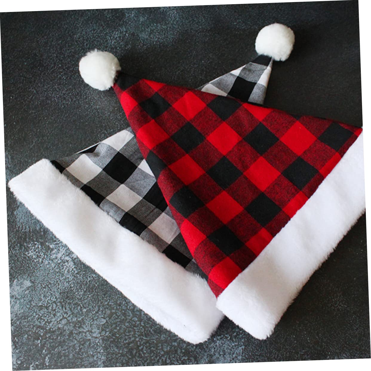 TOPBATHY Plaid Santa Hat Noël Santa Hat Noël Unisexe Chapeau Chapeau Décoratif Chaud Chapeau Chapeaux Décoratif De Noël Chapeau Santa Plaid Cap Noël Santa Décoration Santa Hat Tissu