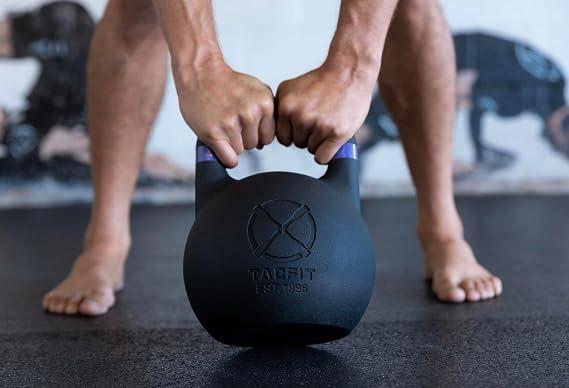 Competition Kettlebell (Powder Coated) w Grooves - 33mm Handle for Fitness, Exercise, Strength Training and Weightlifting...