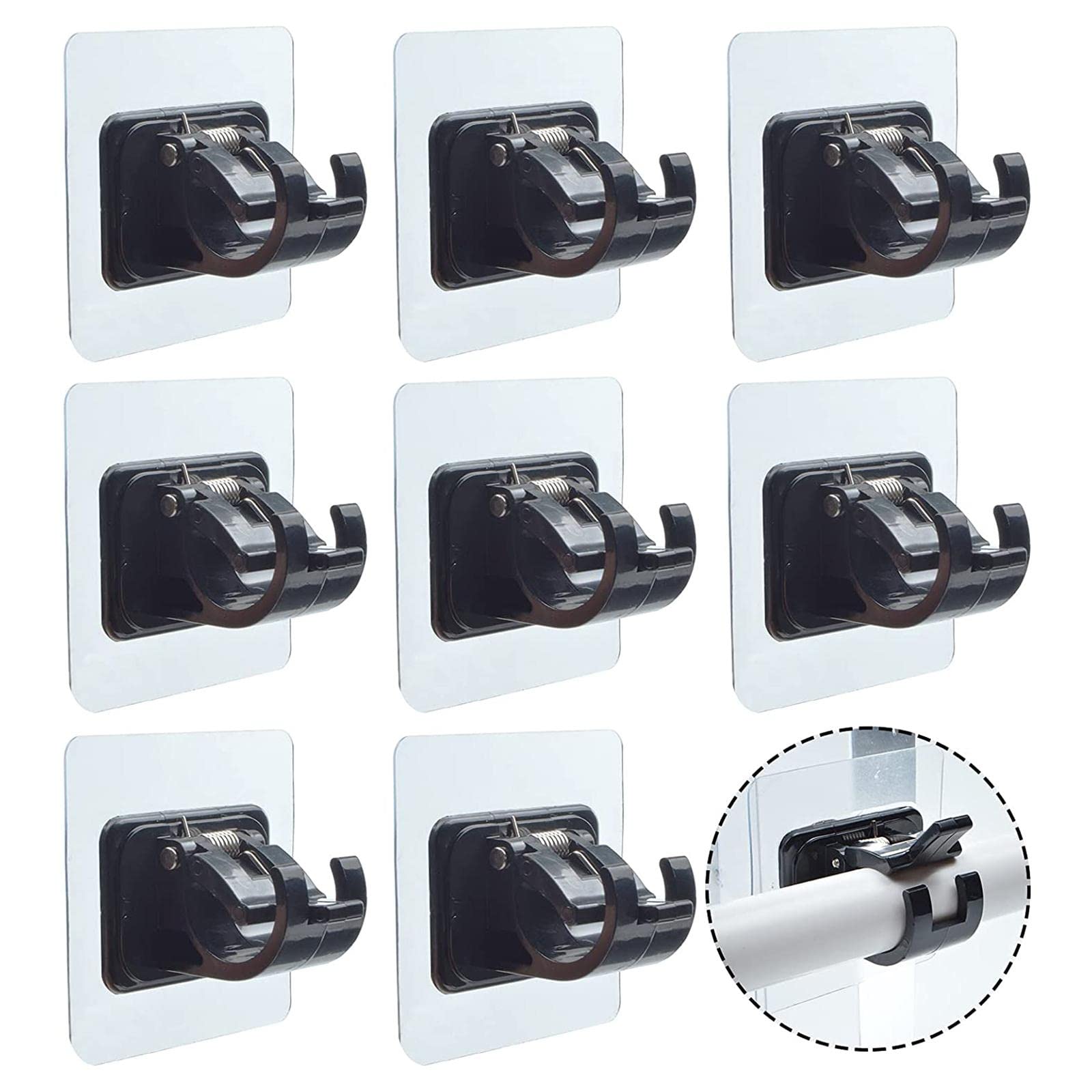 Lot de 5 supports de tringle à rideaux - 8 supports muraux - Utilisation fixe - Noir