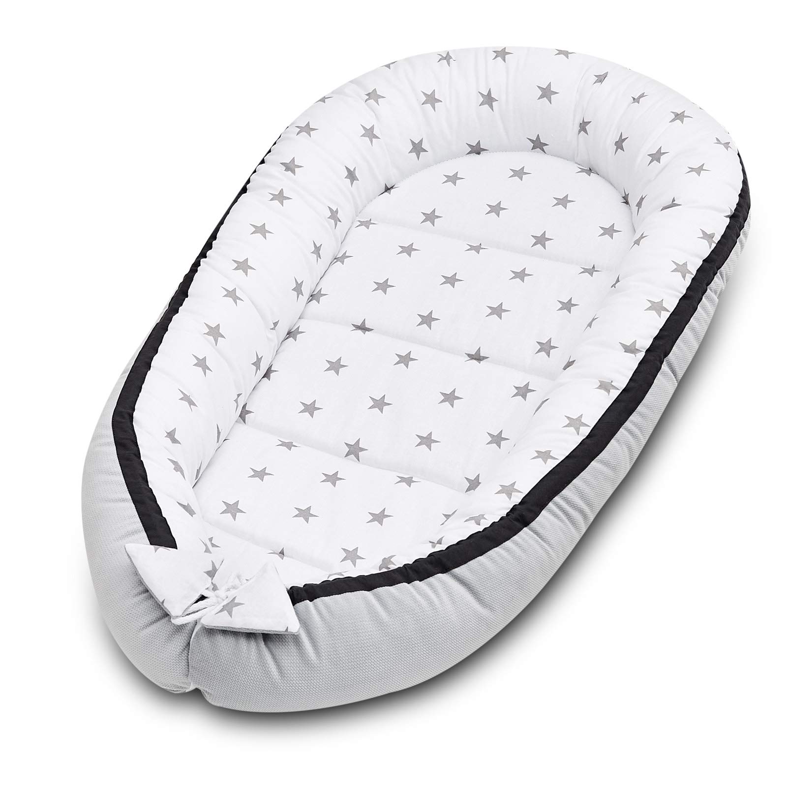 Gniazdko dziecięce dla noworodka klasy premium, 90 x 60 x 12 cm, 100% bawełna, gniazdo dla niemowląt, dla chłopca, dla dziewczynki, akcesoria dla niemowląt - Moon Beery