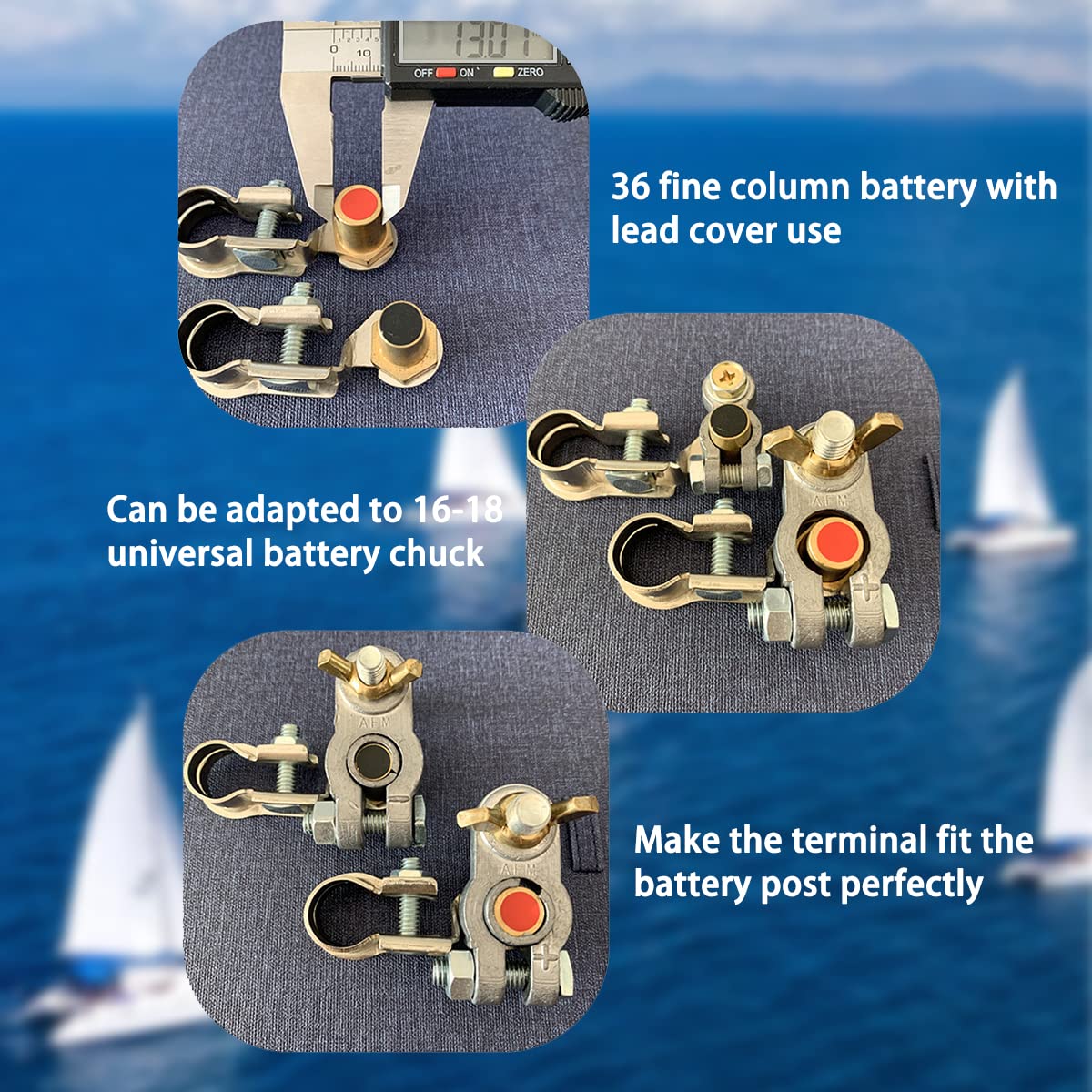 JNNJ 8 Pezzi Manicotto Terminale Adattatore Convertitore, Adattatori per Terminali Del Convertitore Della Batteria Auto, Manicotti per Catodo Anodo Batteria Auto, Per Postazione Convertitore