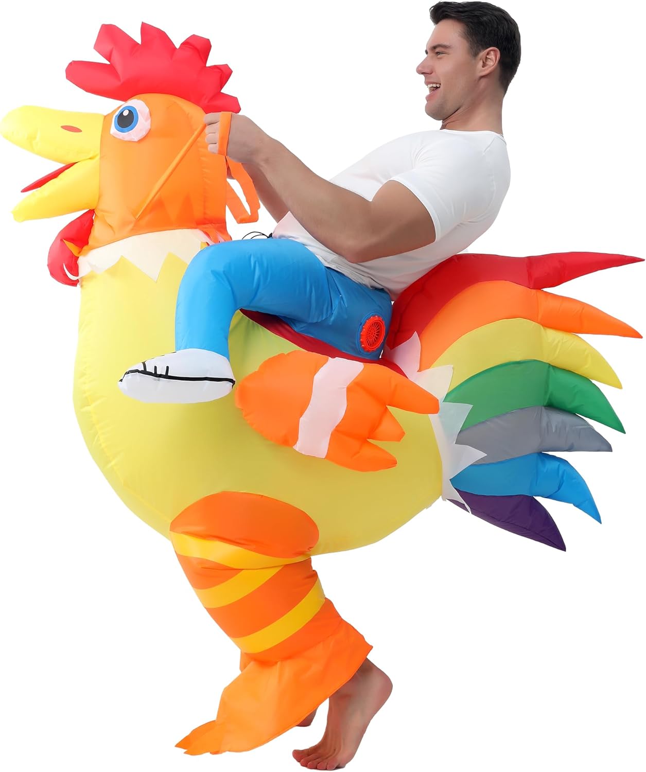 Inflatable Chicken Costume for Adult, Riding Rooster Suit, Air Blow Up Costumes for Men Women, Halloween, Christmas