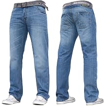 Crosshatch Mens Stretch Straight Leg Jeans Trousers Free Belt Stylish Fashion Branded Denim By JEANBASE