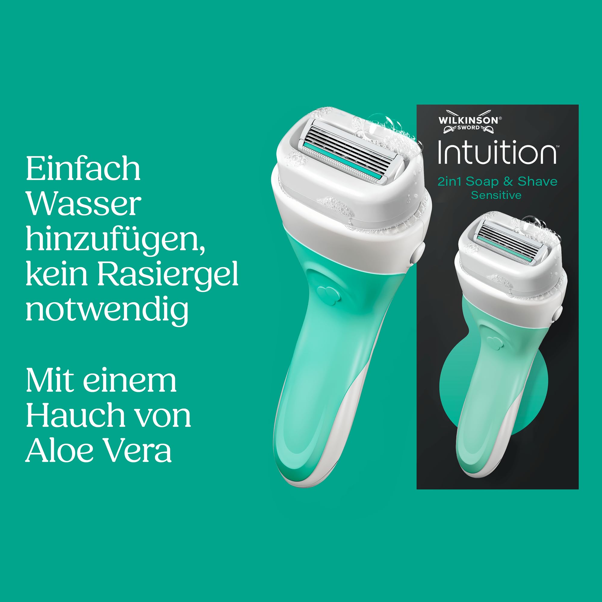 Wilkinson Sword Intuition 2in1 Soap & Shave Sensitive Skin Damenrasierer, 9 Ersatzklingen für Damenrasierer