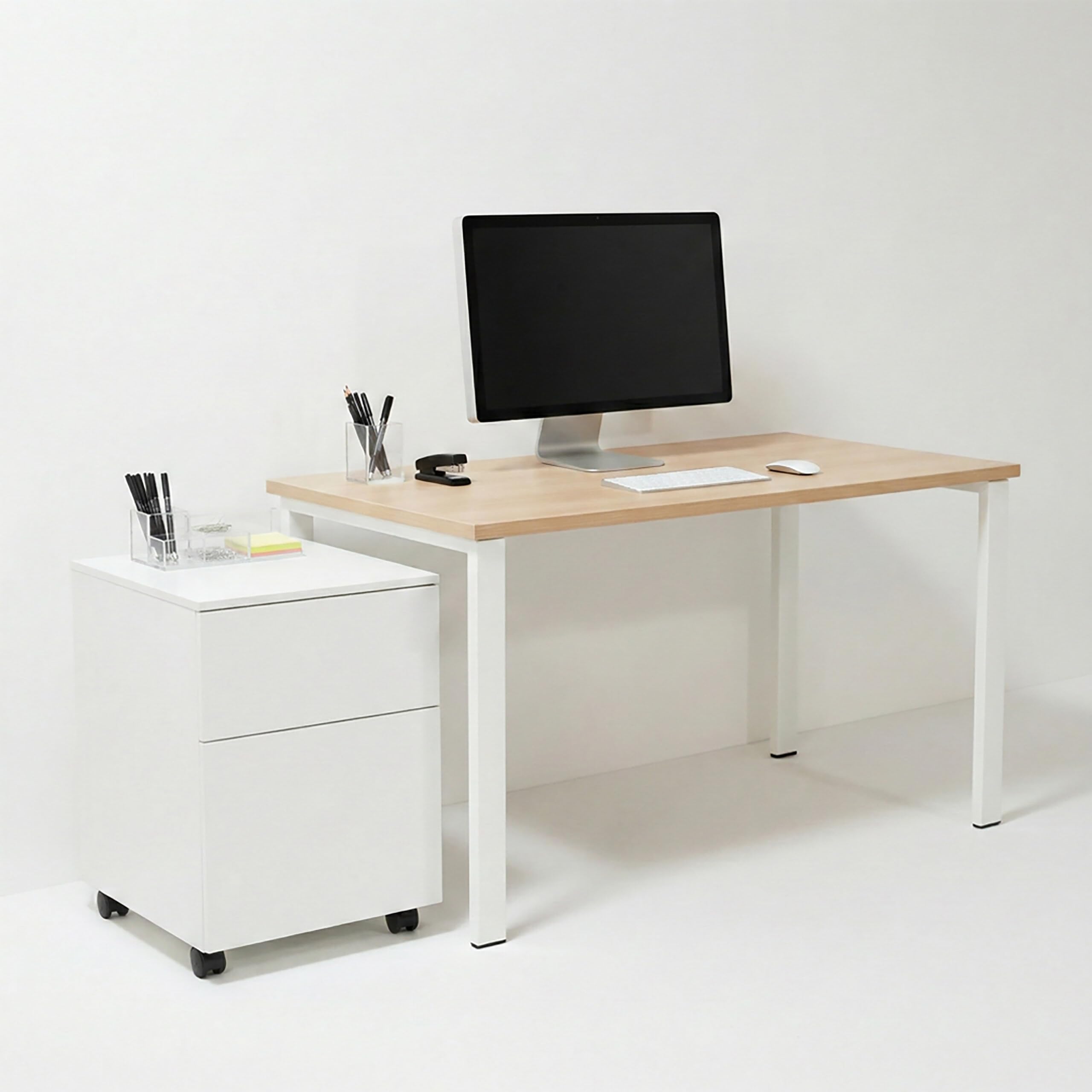 Relaxdays Contenitore con rotelle, 2 cassetti, cassetto per cartelle sospese A4/Letter, HxLxP: 57 x 40 x 40 cm, bianco