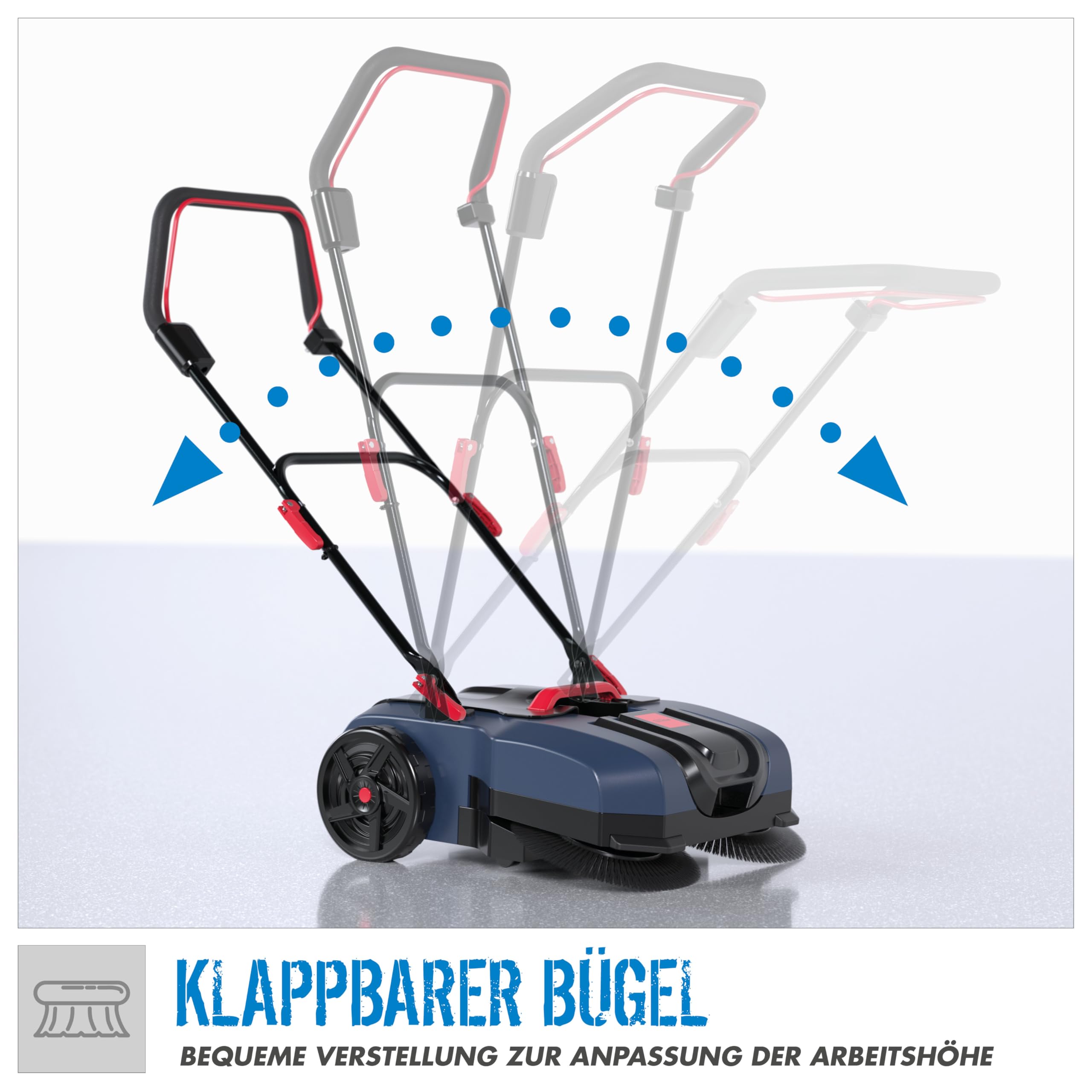 Güde GKM 18-401-30 zamiatarka akumulatorowa (seria 18 V E³, litowo-jonowa, szerokość zamiatania 61 cm, wydajność 1800 m² na godzinę, pojemność pojemnika na brud 20 l, składany pałąk, w zestawie