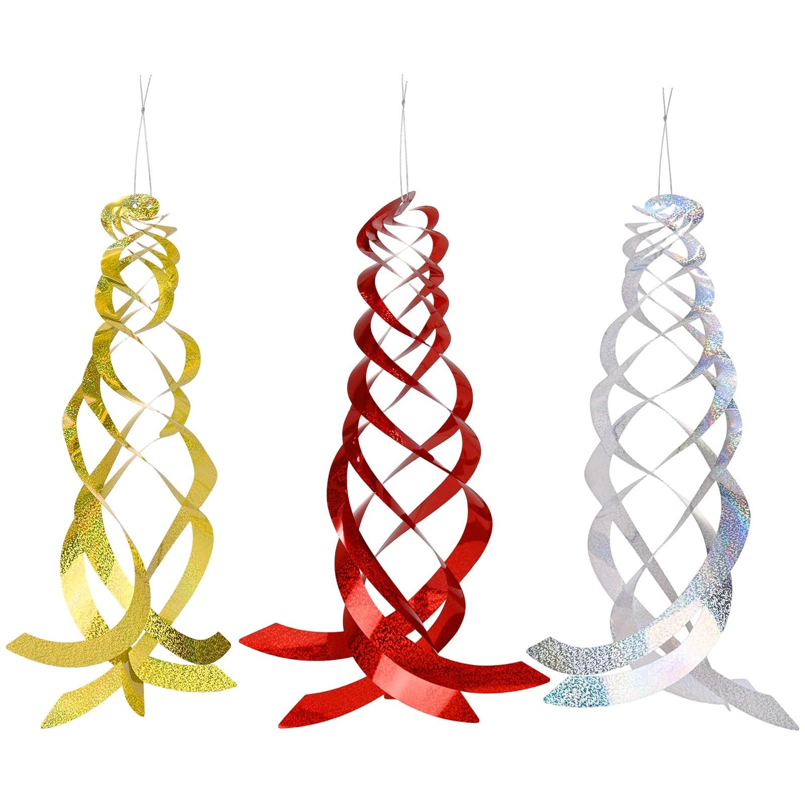 M METERXITY 3-Pack Bird Repellent Spiral Reflector, 17.8" Plastic Hanging Reflective Bird Deterrent Device for Yard/Balcony Window, Garden Decorative Scare Animal Away [Multicolor]
