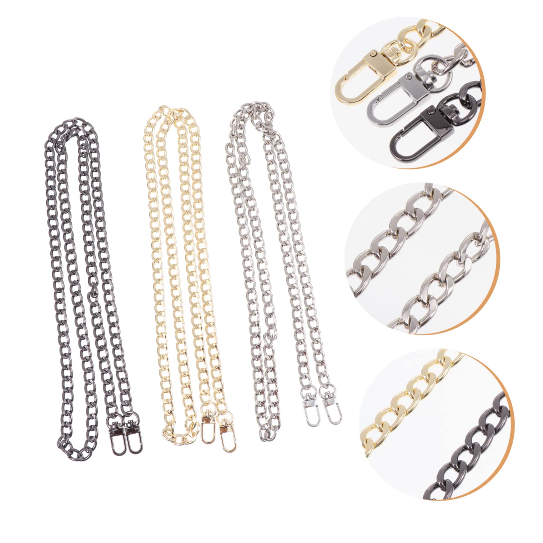 Exquisita Cadena de Metal para Bolso 3 Piezas de Repuesto Cadena de Aluminio para Bolsos Extensor de Monedero Cierres de Cadena Elegantes