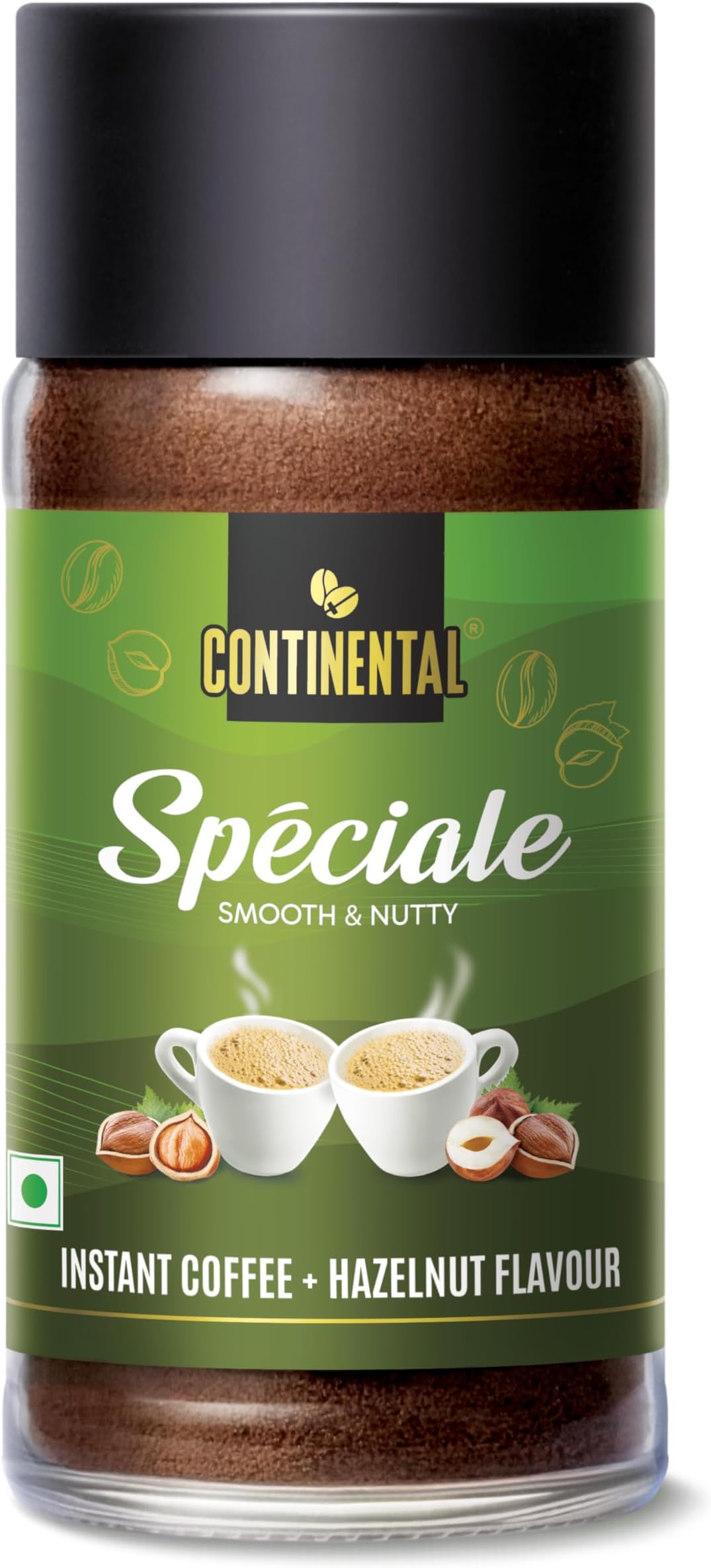 Continental Speciale | Hazelnut Flavoured Coffee | 50 gm Jar | Makes 25 Cups | Instant flavored coffee powder for both Hot & Cold Coffee | Medium Roast