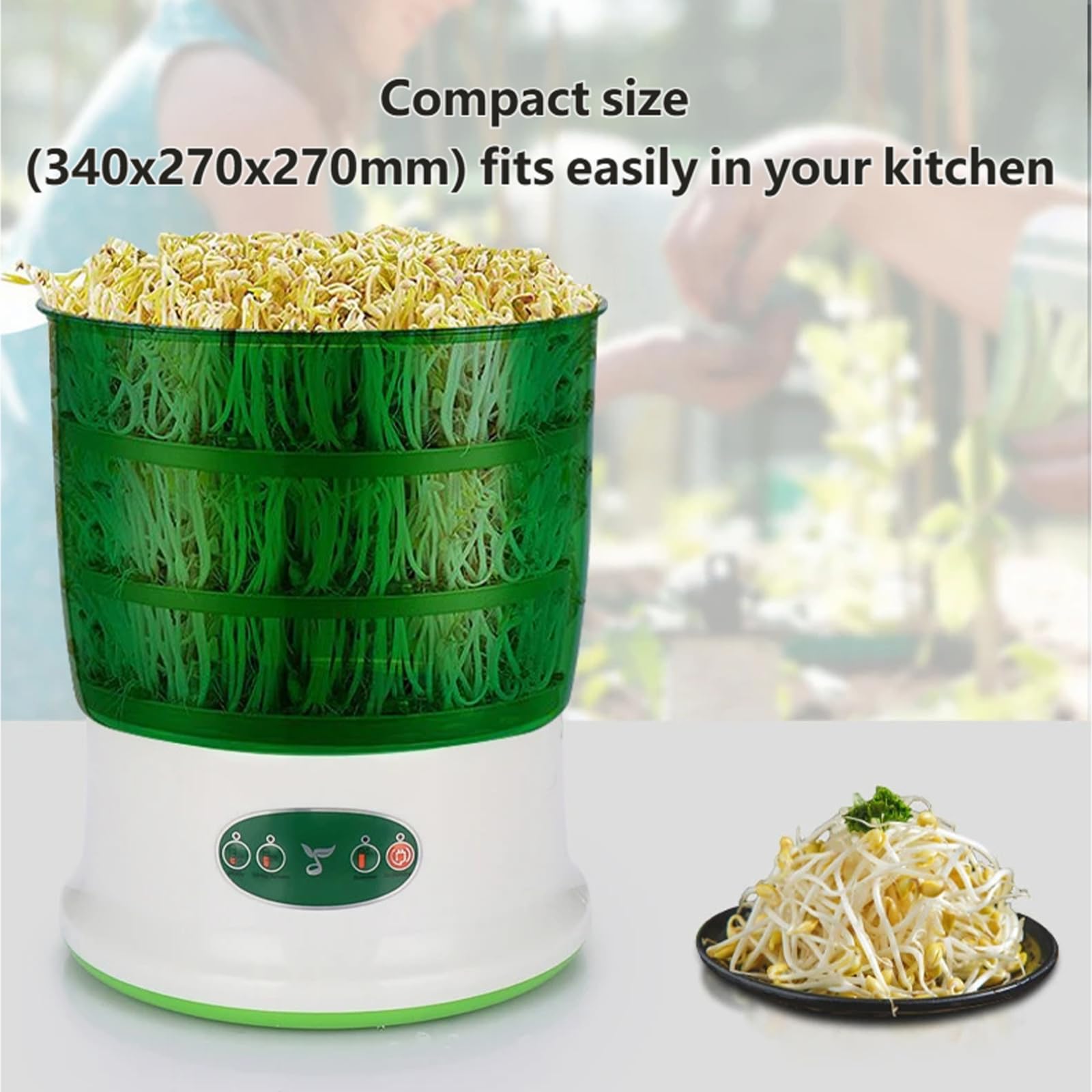 Sprouts Growing Kit, 360° Sprinkler & 3 Saisonale Modi, Automatische Maschine für Rettich, Weizengras, Brokkoli und andere Sprossen