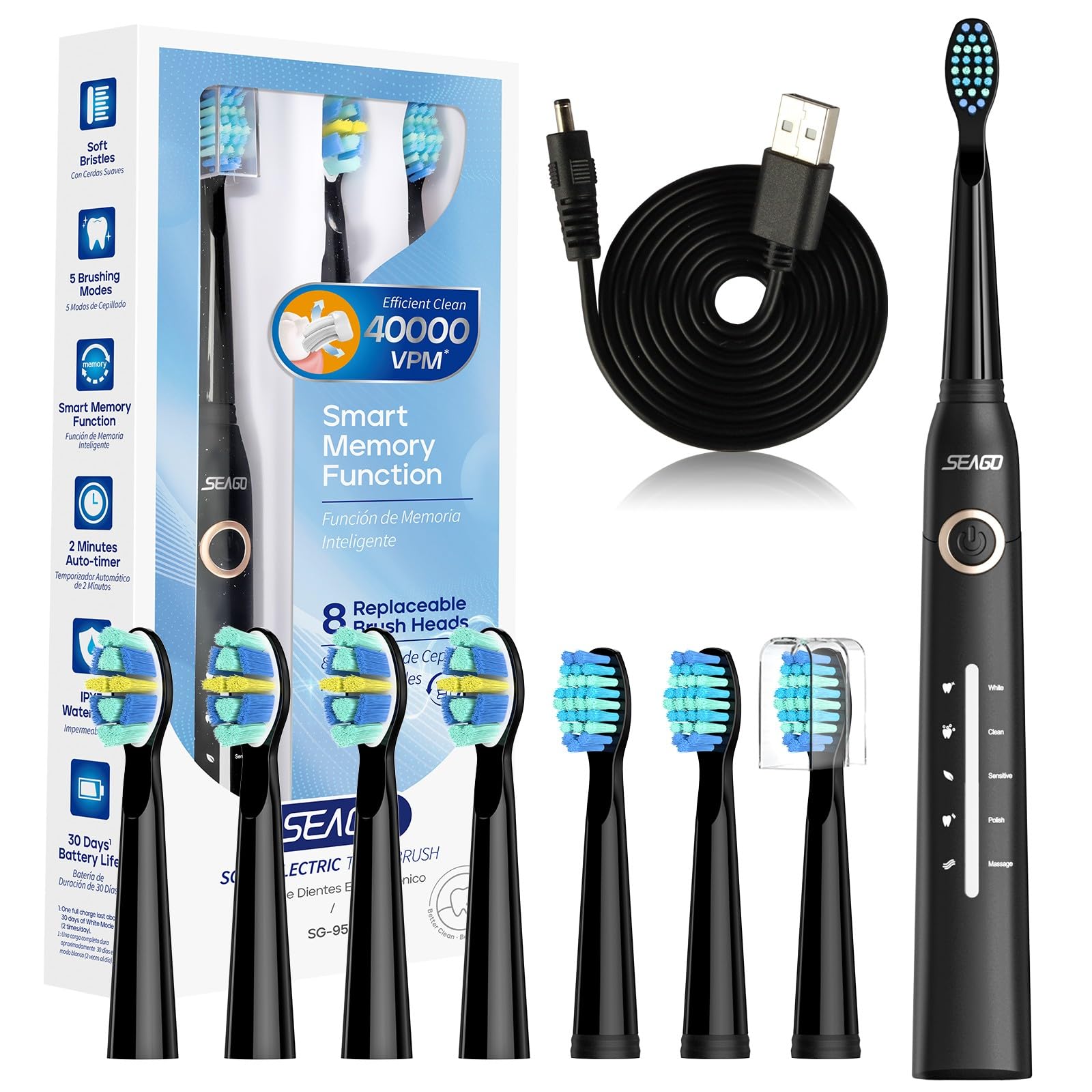 Buy Sonic Electric Toothbrush, Rechargeable Power Toothbrush with 8