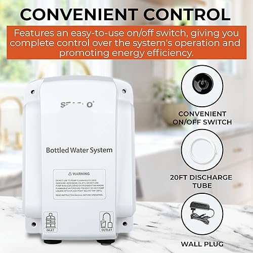 Miniatura 7 de SEAFLO Sistema de agua embotellada práctico interruptor de encendidoapagado, tubo de descarga de 20 pies, enchufe de pared