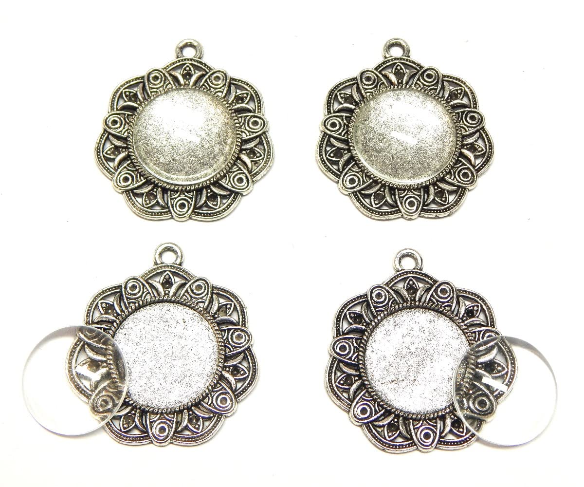 Set Da 10 Medaglioni Portacabochon In Metallo Bronzo Anticato Con Vetro Trasparente 12mm - Ideale Per Creare Gioielli Fai Da Te