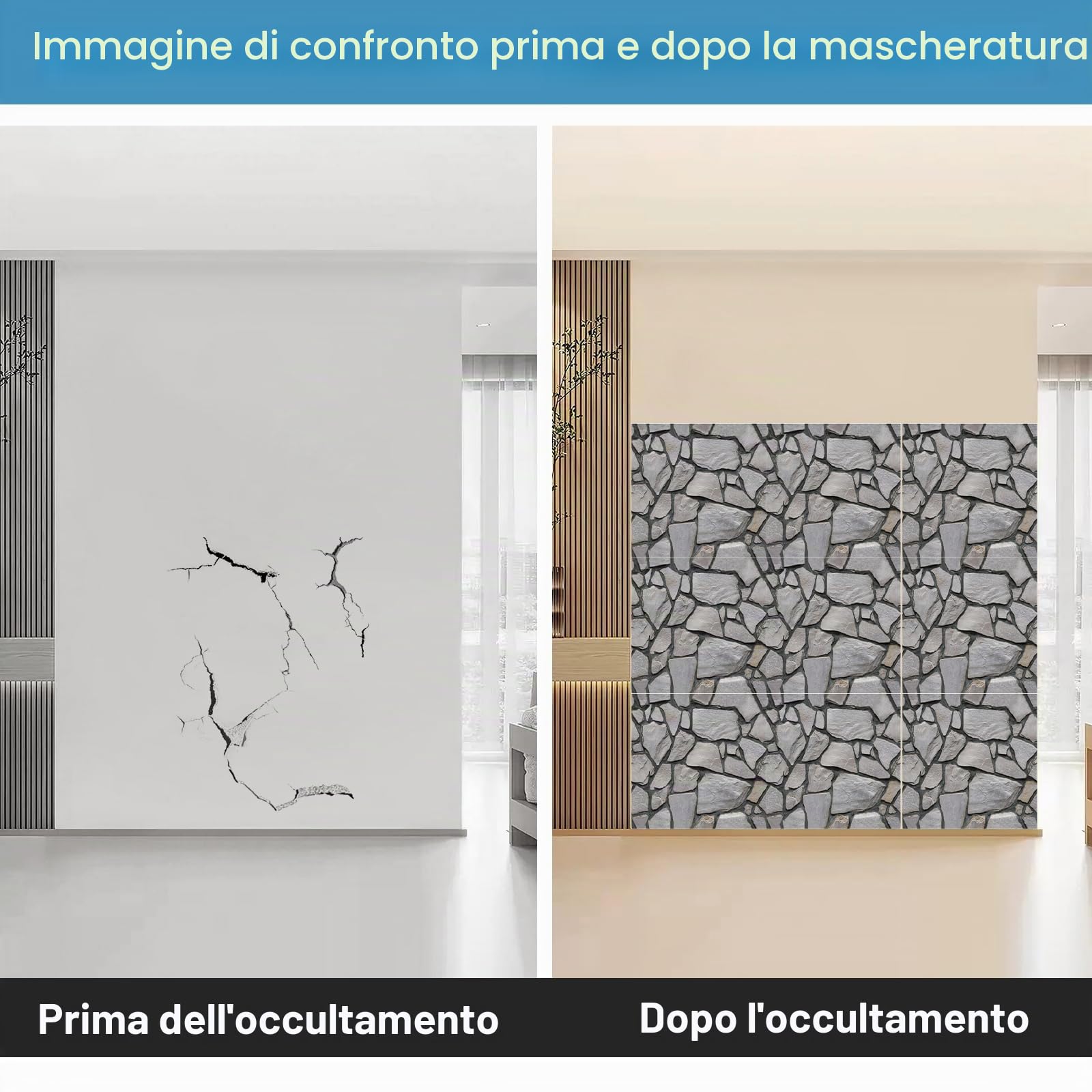 40 pezzi Carta da Parati 3D, 30 ×30 cm Pannelli Adesivi per Pareti, Impermeabile Pannello PVC Decorativo Parete, Adesivi Murali Cucina, Adatto per Pareti di Sfondo TV, Camera da Letto, Soggiorno
