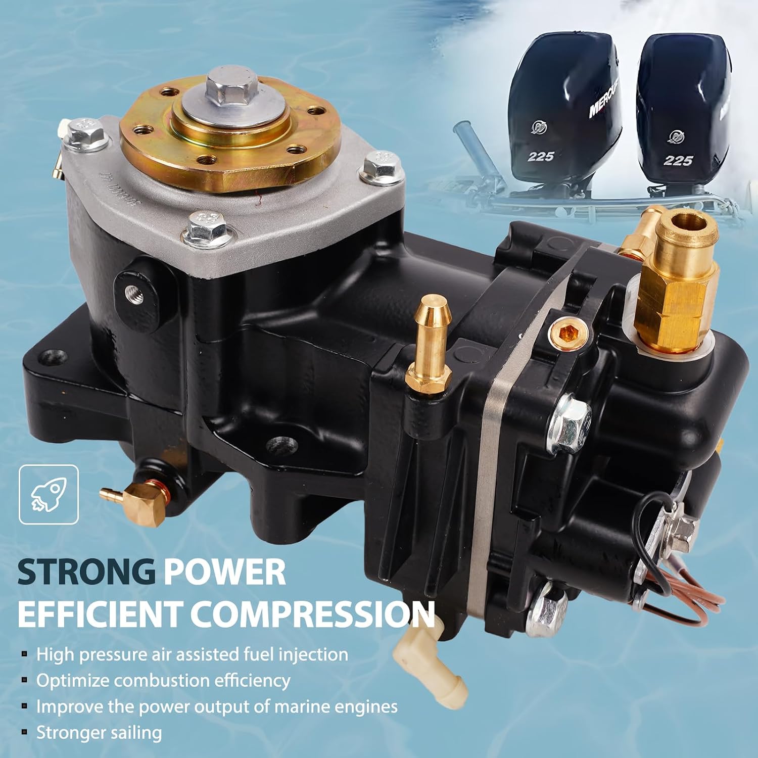 8M0060051 Air Compressor Kit Compatible for Mercury OptiMax 225 ProXS 250 ProXS Racing 250 XS Racing 300 XS 3.0L DFI Black