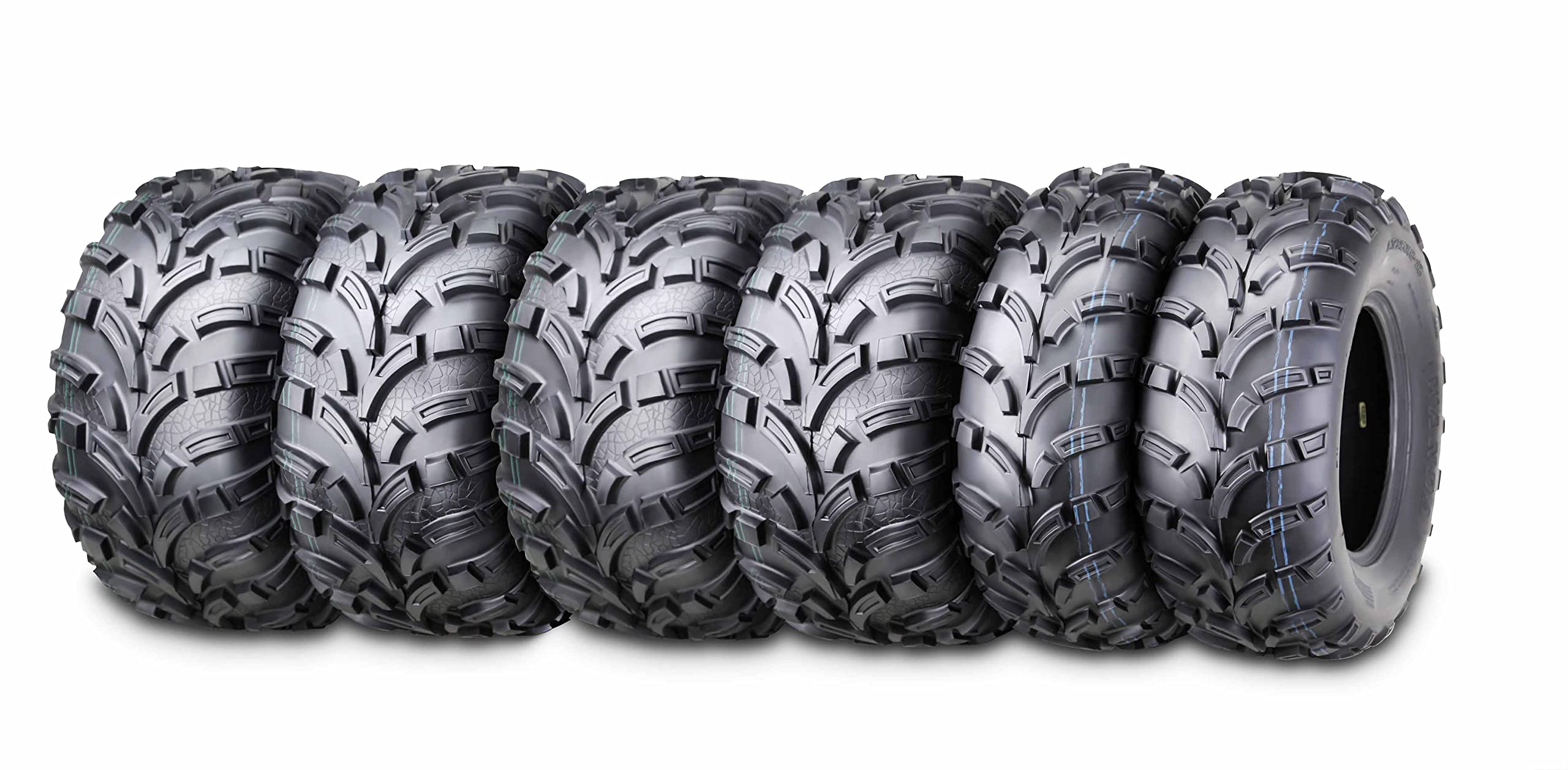 WANDA Set 6 ATV UTV tires (2) 25x10-12 Front &amp; (4) 25x11-12 Rear Mud 6x6