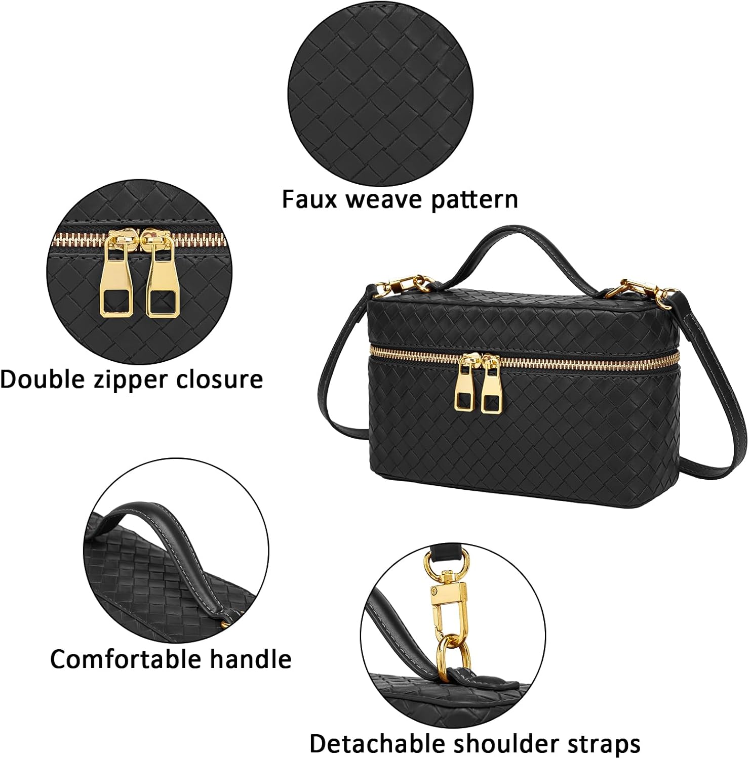 Trendy Shoulder Bags for Women Mini L19 Square Box Satchel Bag Cute PU Leather Crossbody Purse with Adjustable Strap - Image 3