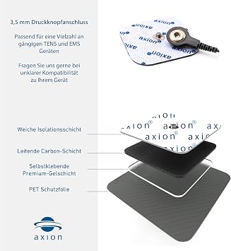 Compatible electrodes SANITAS BEURER BOOTS - 12 TENS & EMS pads for electrostimulation machines - 3.5mm button - axion brand quality