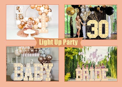 Miniatura 6 de Letras de números iluminados de 4 pies, números gigantes de marquesina, globo de mosaico número 1 para decoraciones de primer cumpleaños,