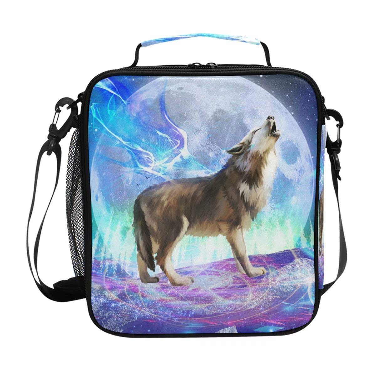 FFY Go Wolf Lunch Bag Galaxy Lunch Box Cool Large Insulated Cooler Bags  Meal Prep Lunch Tote Personalized Lunch Bags with Shoulder Strap for Boys 