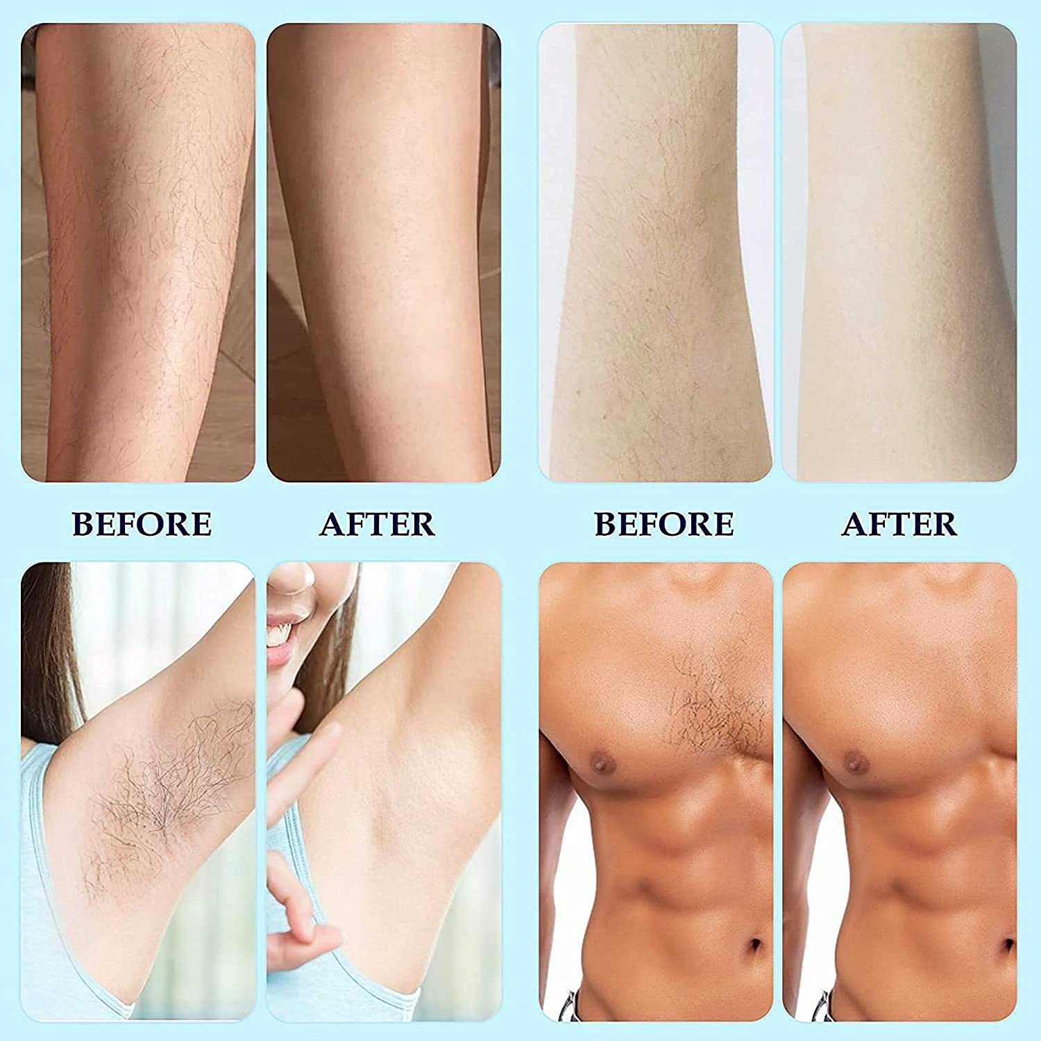 Scaldacera per donne e uomini, da 500 ml, per la rimozione dei capelli scalda la cera, kit di cera dura per la depilazione del corpo, per viso, sopracciglia, bikini, adatto per ascelle, zona bikini