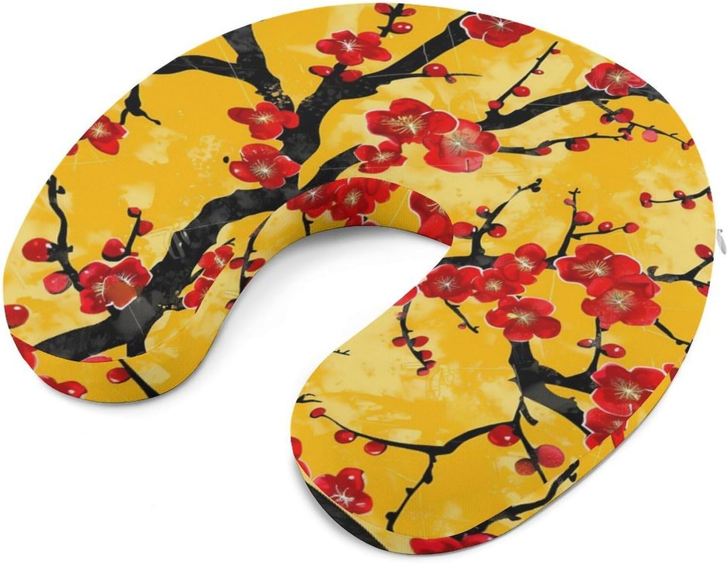 Japanese Style Cherry Flowers Travel Pillow U Shape Neck Pillow Washable Pillowcase for Sleeping Chair