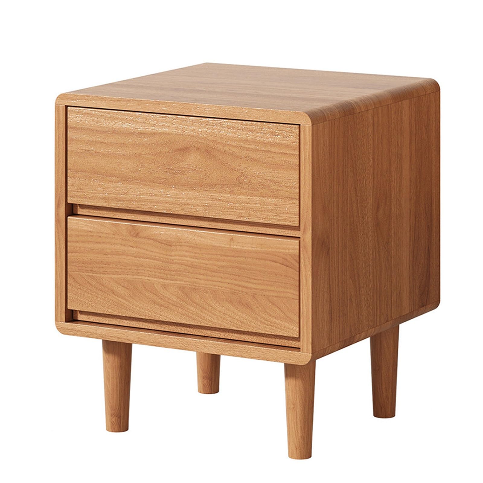 SXZenSpace Solid Wood Nightstand with 2 Drawers Farmhouse Bedside Tables for Bedroom Apartment or Small Spaces(Beige)