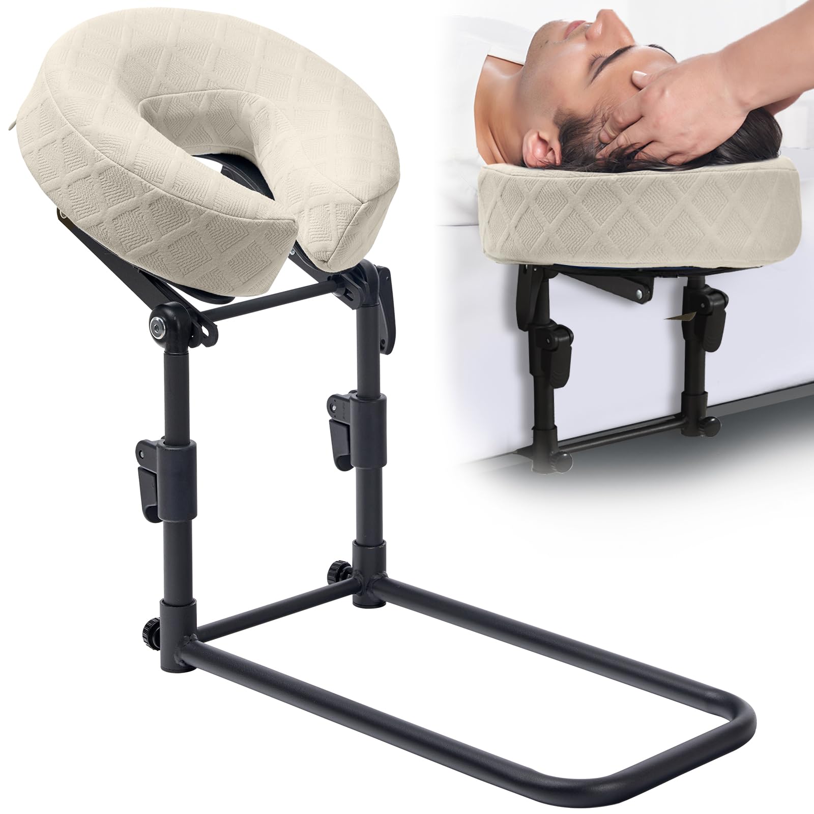 Poggiatesta massaggiante regolabile per letto, cuscino in memory foam, base di supporto portatile sotto il materasso, 26,9 x 40,6 cm (giallo chiaro)
